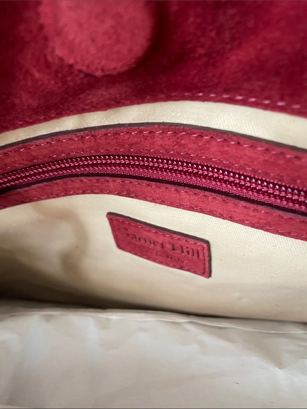 Garnet Hill Suede Tote in Garnet Red - Picture 5 of 6